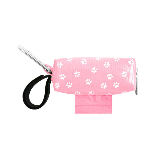 Doggie Walk Pink with White Paw Duffel Poop Bag Holder