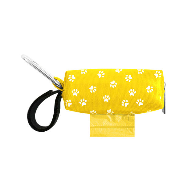 Doggie Walk Yellow with White Paws Duffel Poop Bag Holder