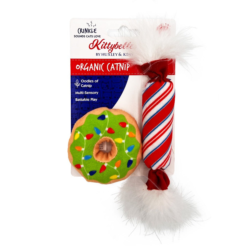 Lit Donut & Peppermint Candy 2Pk Cat Toy