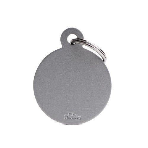 Large Gray Circle Aluminum Tag