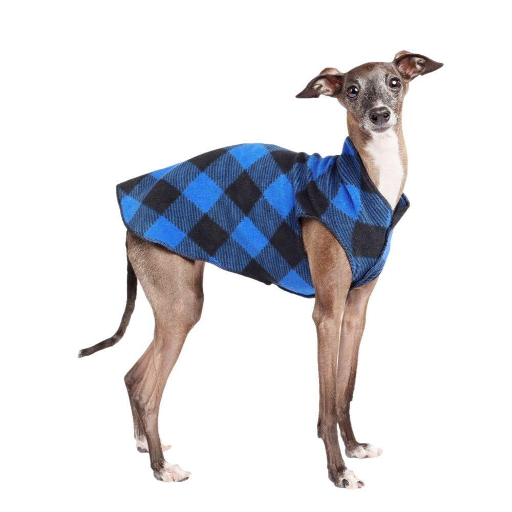 Cobalt Buffalo Check Stretch Fleece Pullover