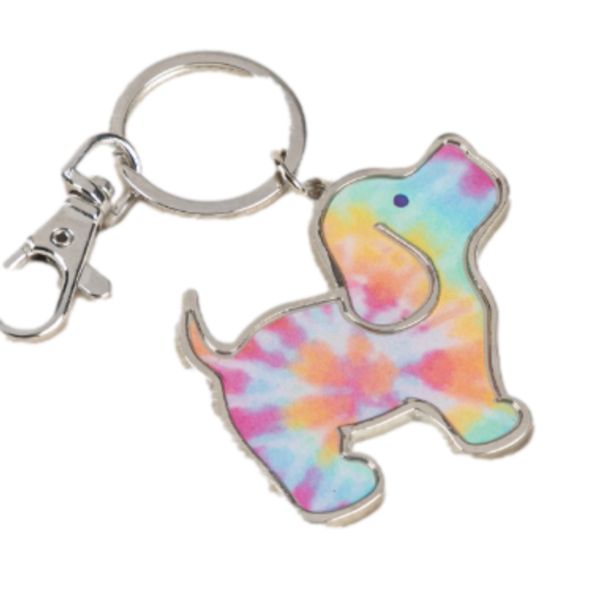 Tie Dye Pup Key Ring