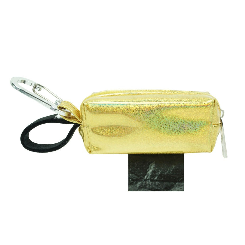 Holographic Deluxe Gold Sparkle Duffel Poop Bag Holder