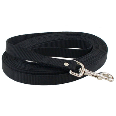 Auburn Leathercrafters Black Nylon Training Lead - 20 ft