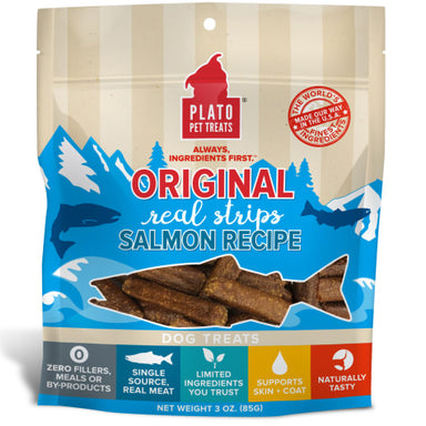 Plato Real Strips Salmon Meat Bar Dog Treats