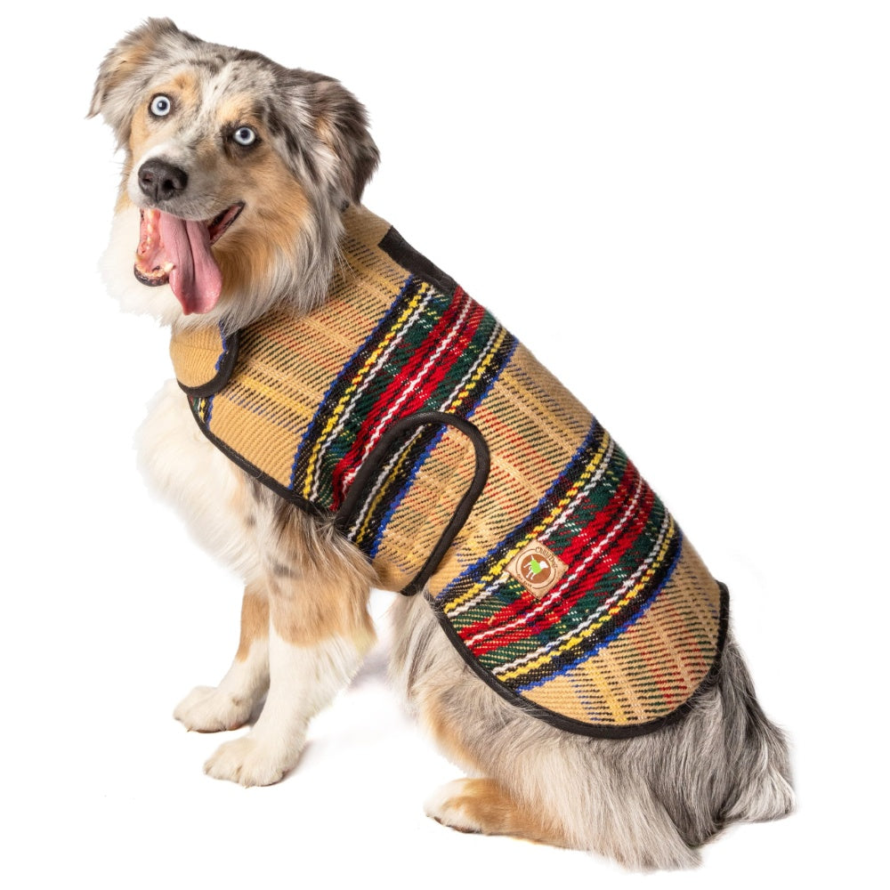 Tan Tartan Plaid Blanket Coat