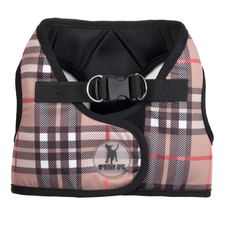 The Worthy Dog Tan Plaid Sidekick Harness Vest