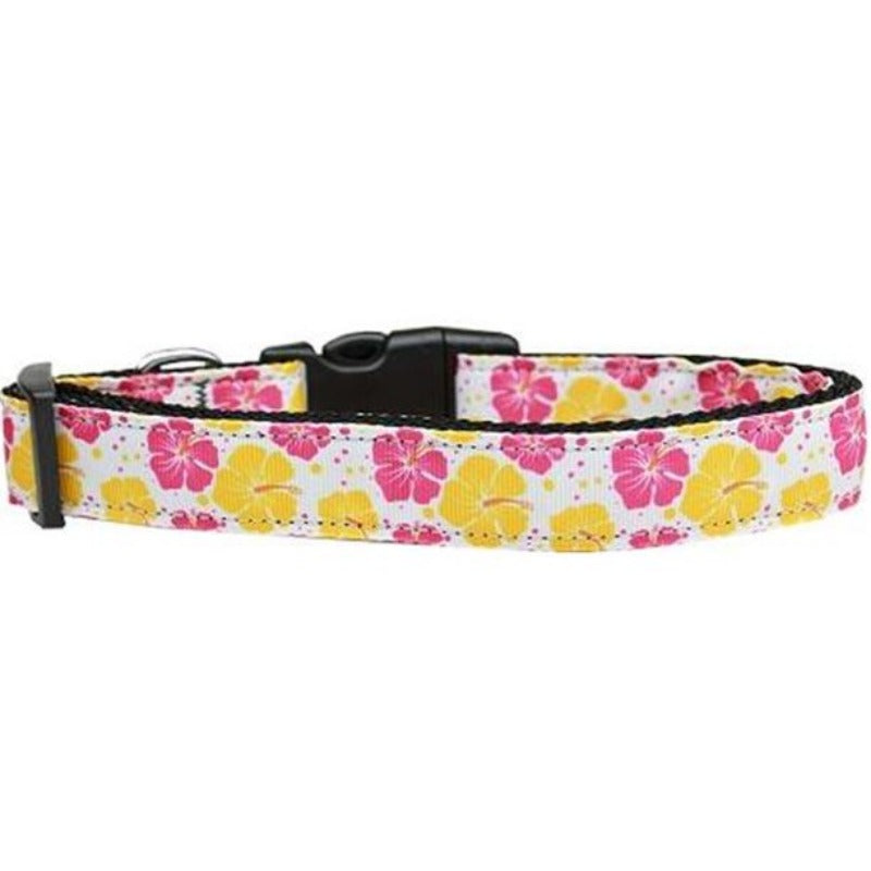 Hibiscus Nylon Ribbon Pink & Yellow Collar