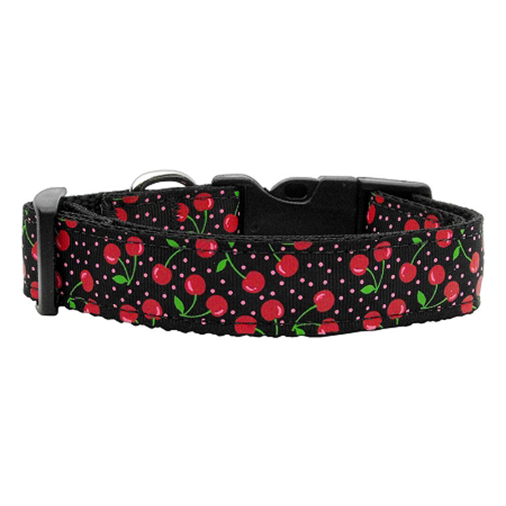 Cherries Nylon Ribbon Black & Red Collar