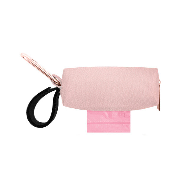 Doggie Walk Faux Leather Pink Duffel Poop Bag Holder