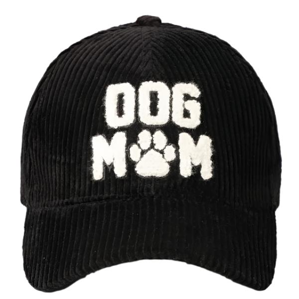 Dog Mom 3D Embroidered Corduroy Baseball Cap - Black