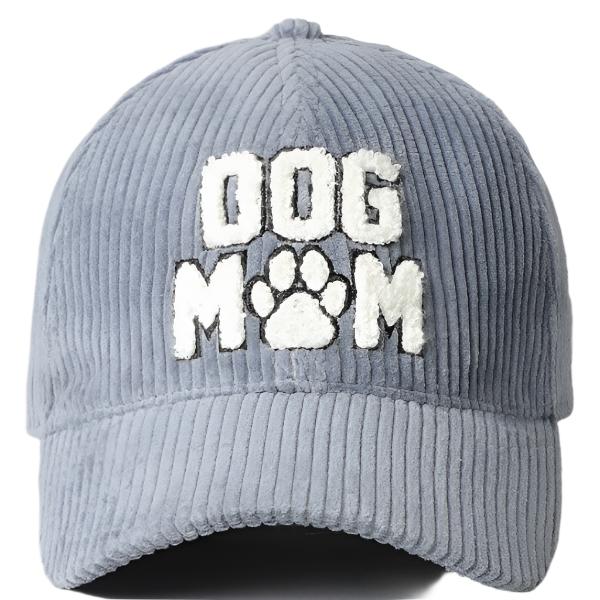 Dog Mom 3D Embroidered Corduroy Baseball Cap - Dusty Blue