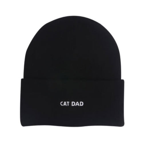 Cat Dad Black Beanie