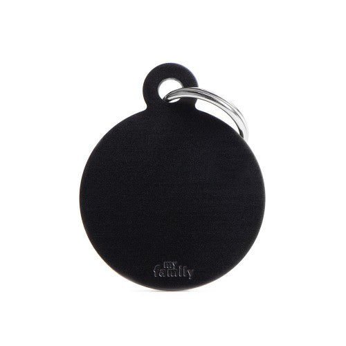 Large Black Circle Aluminum Tag