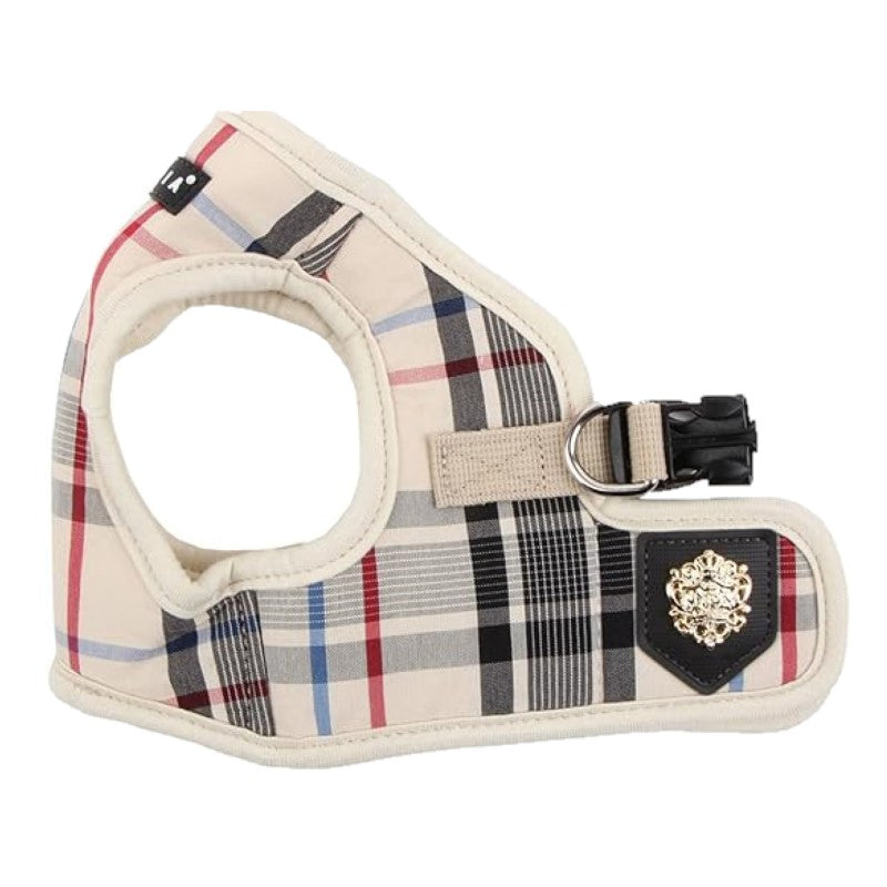 Beige Plaid Junior Soft Vest Dog Harness