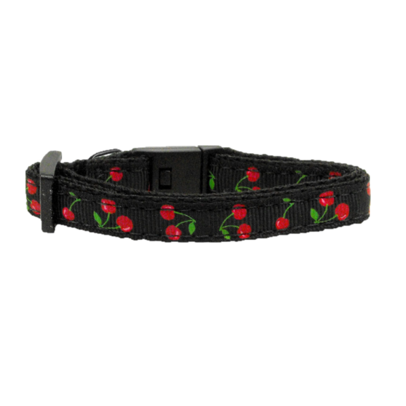 Cherries Nylon Ribbon Black & Red Collar