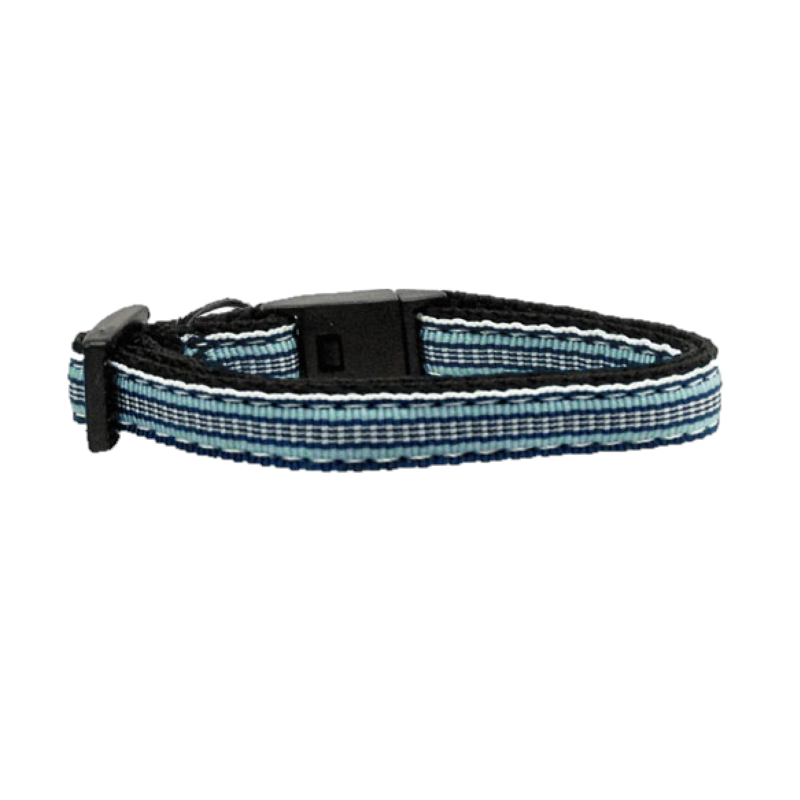 Preppy Stripes Nylon Ribbon Blue & White Collar