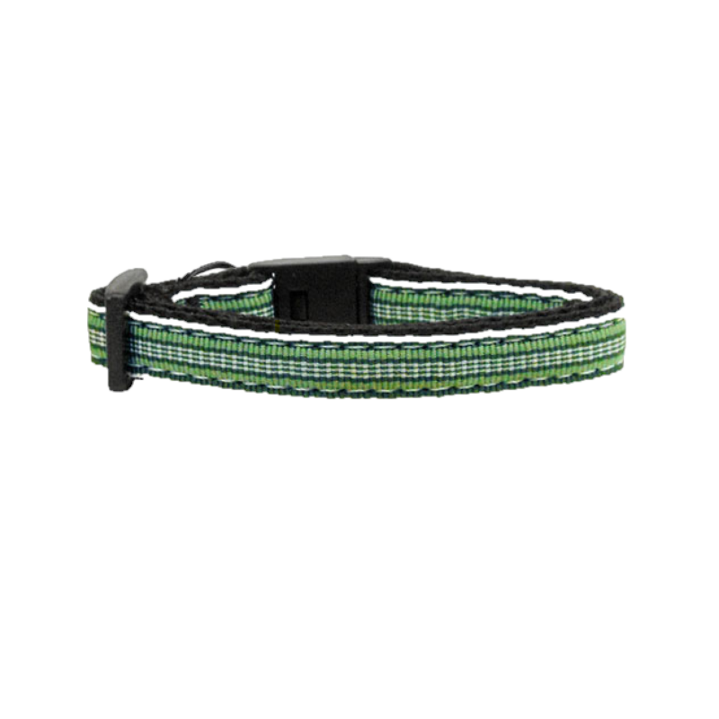 Preppy Stripes Nylon Ribbon Green & White Collar