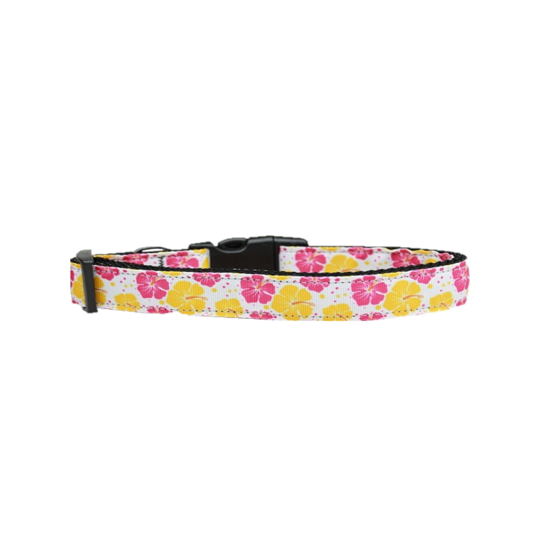 Hibiscus Nylon Ribbon Pink & Yellow Collar