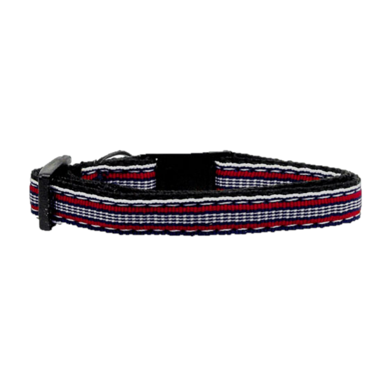 Preppy Stripes Nylon Ribbon Red & White Collar