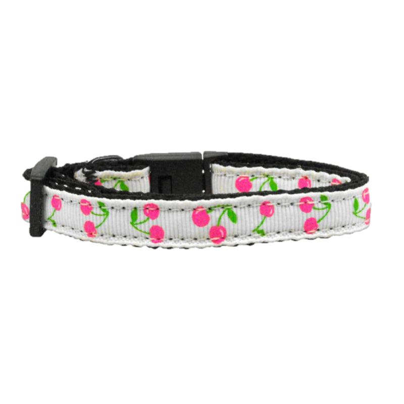 Cherries Nylon Ribbon White & Pink Collar