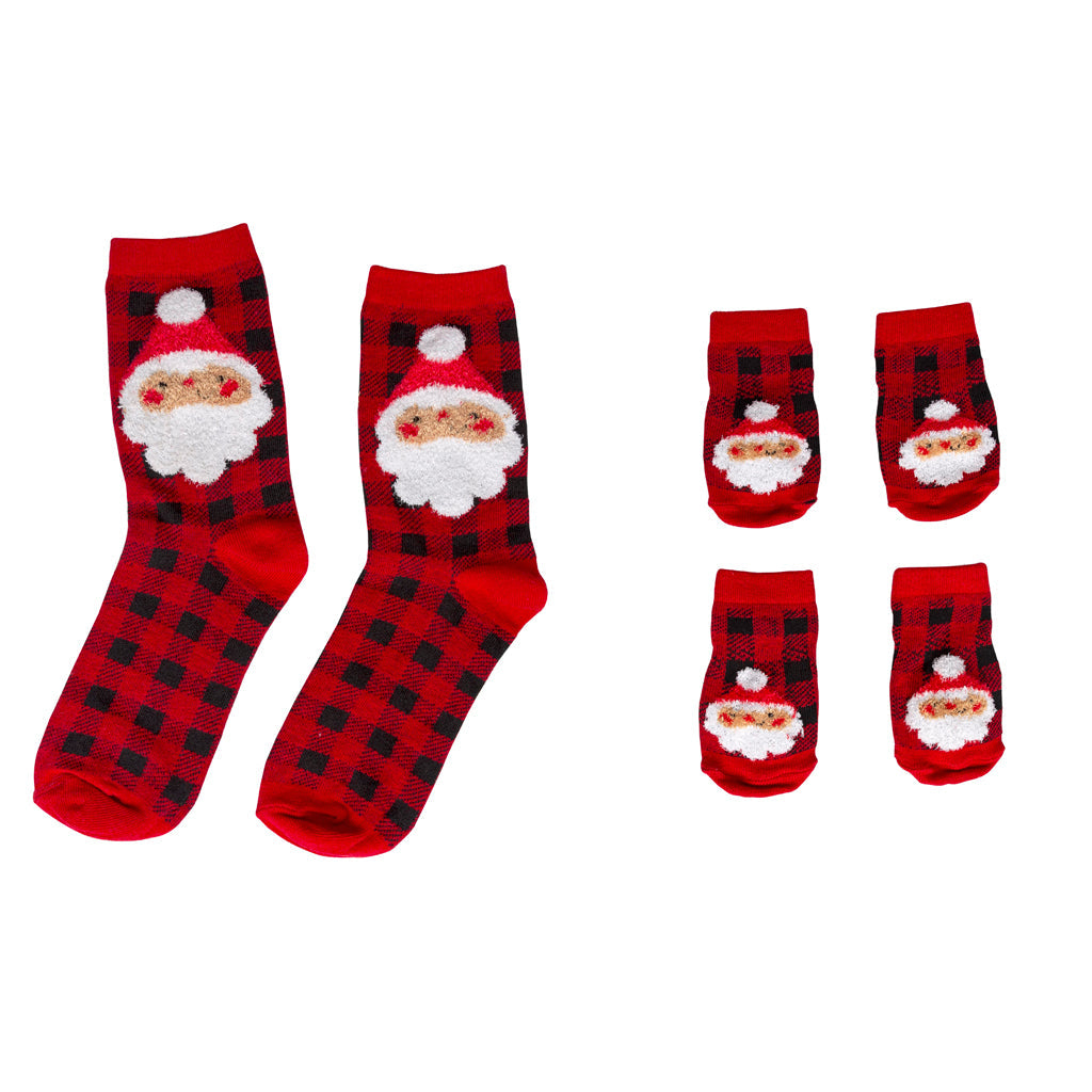 Buffalo Check Santa Human & Dog Sock Set