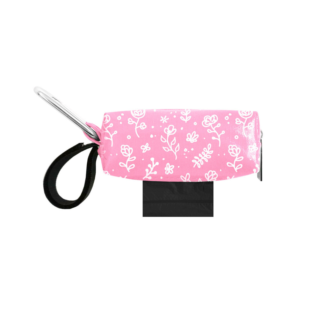 Doggie Walk Pink with White Flowers Duffel Poop Bag Holder