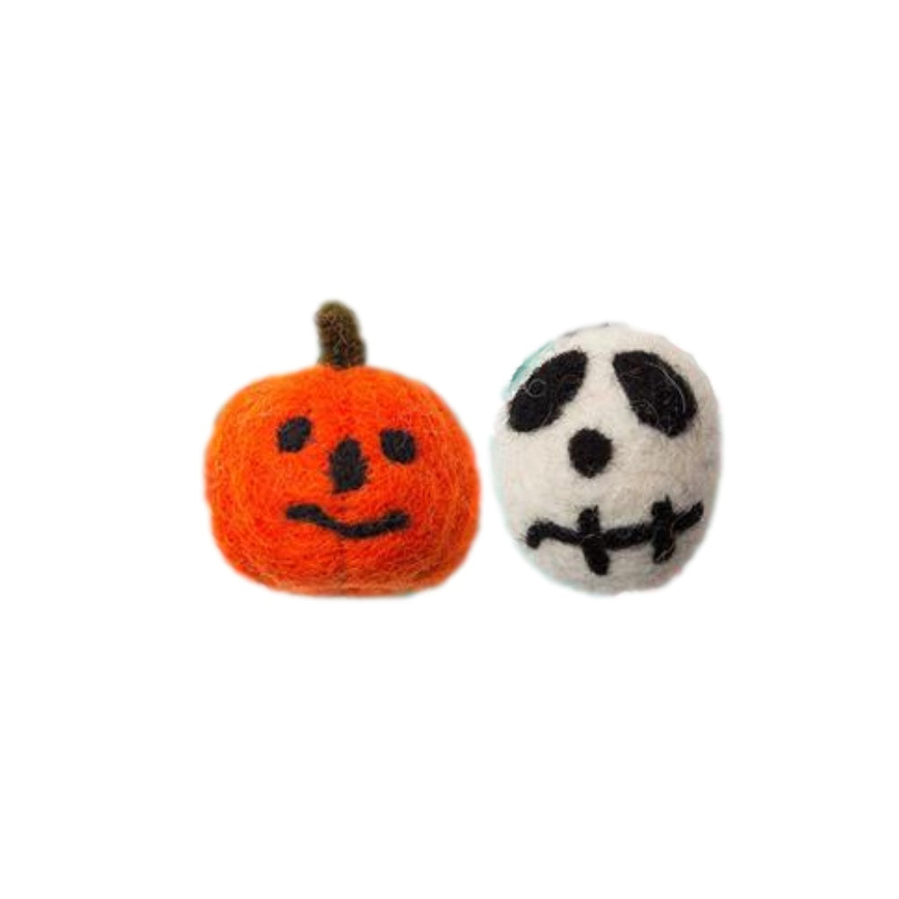 Skull & Jack-O-Lantern Wool Toys 2-Pack