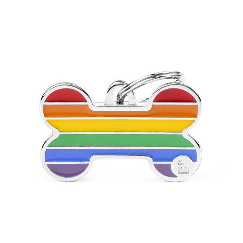 Rainbow Big Bone Enamel Dog Tag