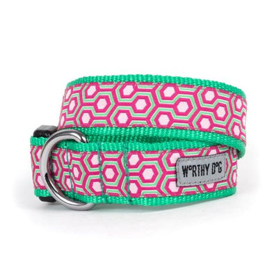 The Worthy Dog Hexagon Pink Collar